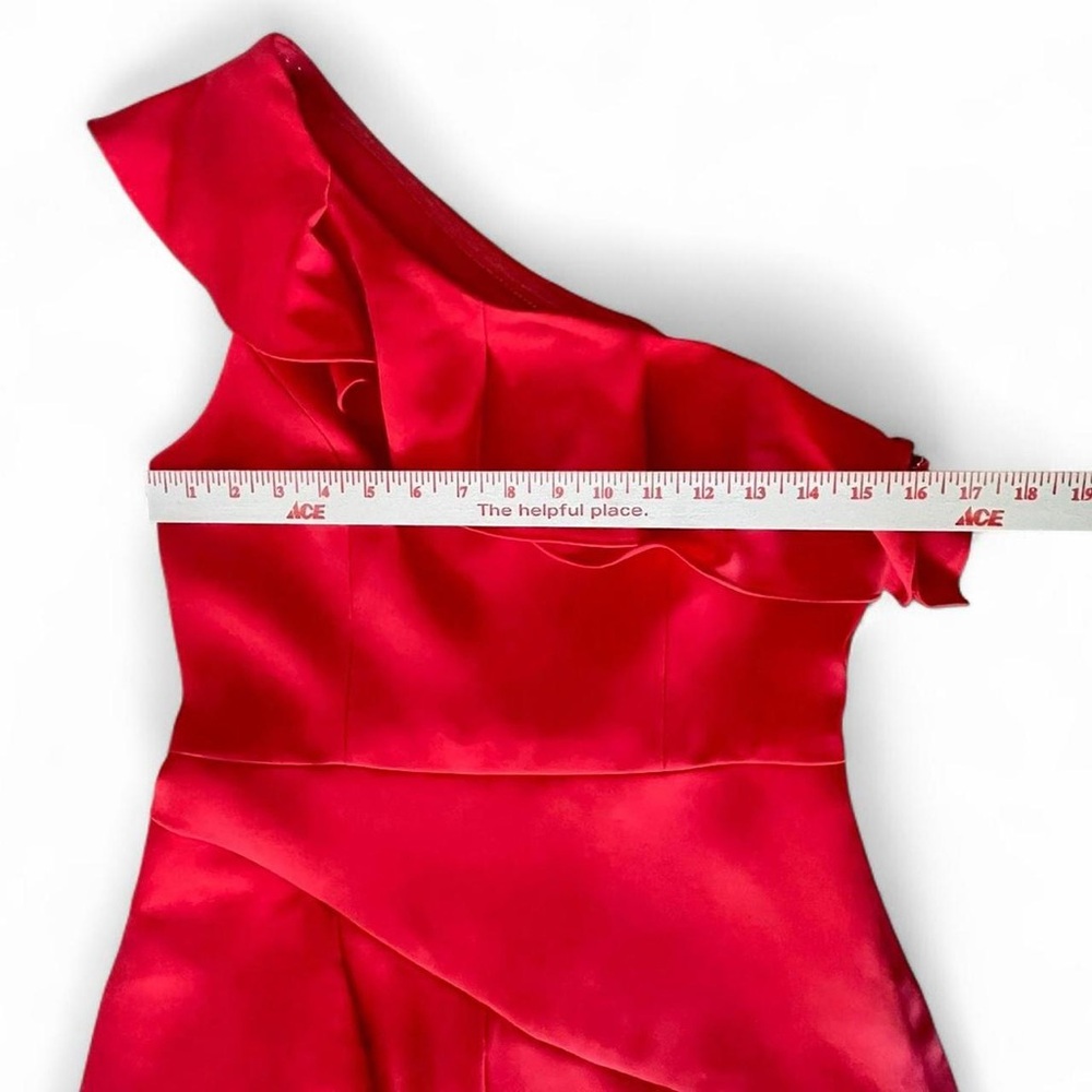 BCBG MaxAzria Red Ruffle One Shoulder Mini Dress - size 8 - Picture 5 of 9